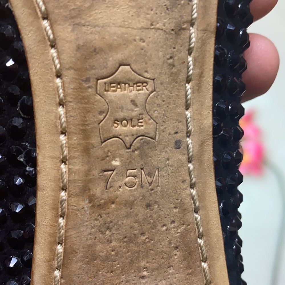 Tory Burch Solid Black Studded Ballerina Flats Bow Accent Color: Black Size: 7.5 - Picture 11 of 15